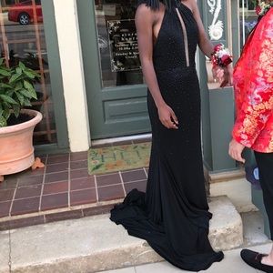 Black halter prom dress